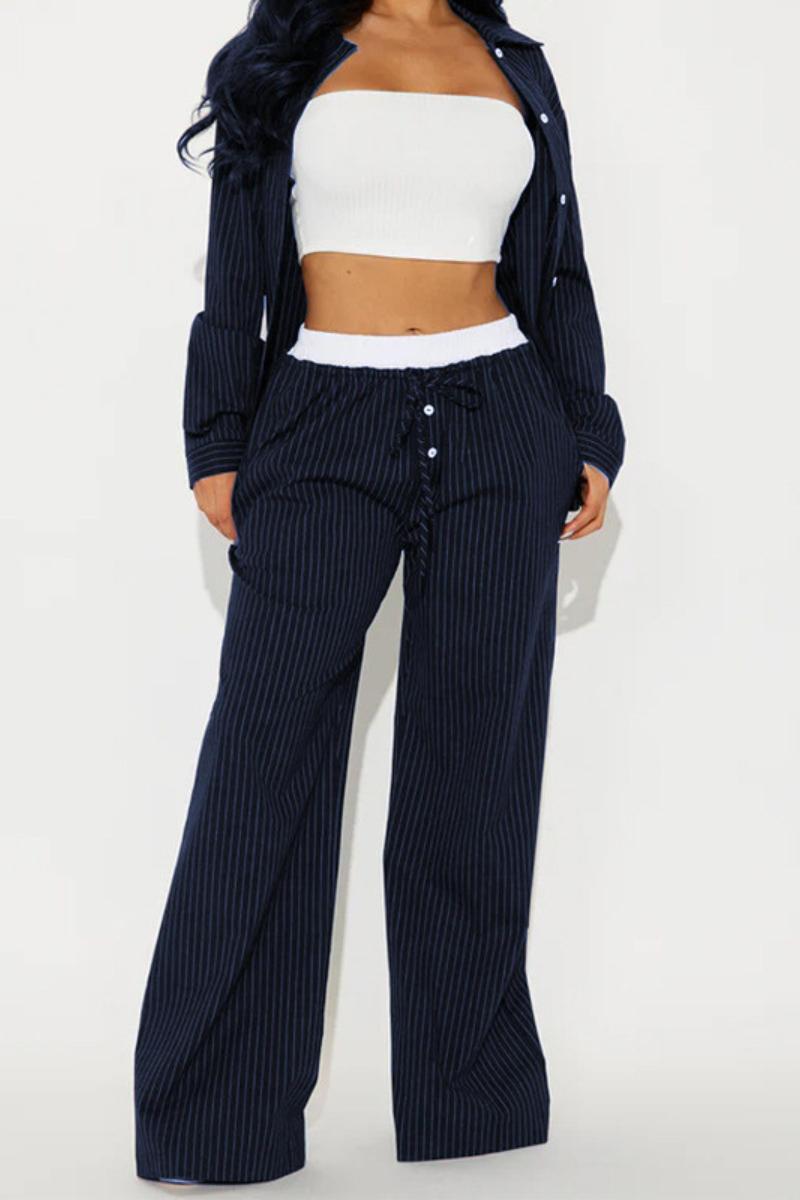 Pascale - Comfortable Striped Two-Piece Set