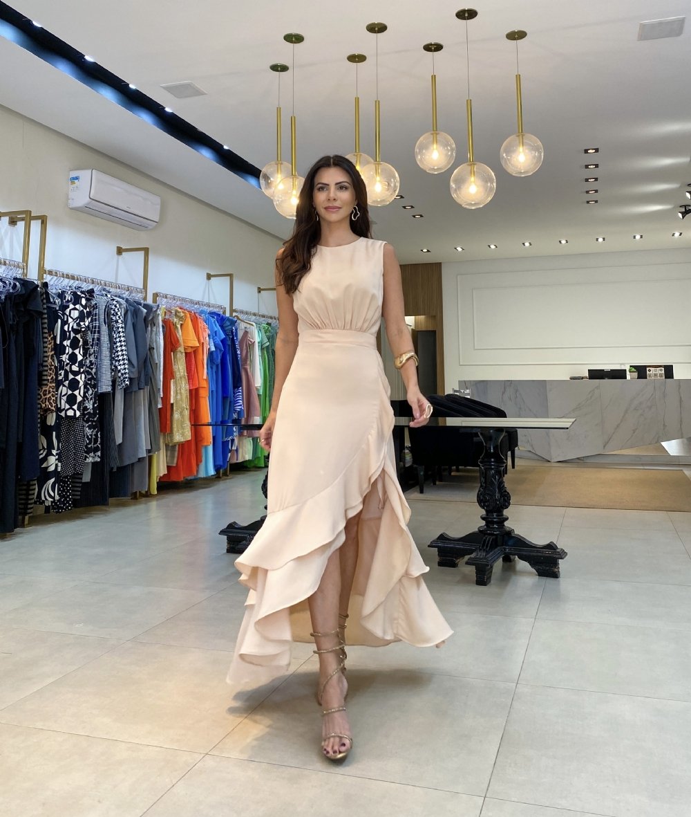 Rachelle - Asymmetrical Long Dress with Ruffles