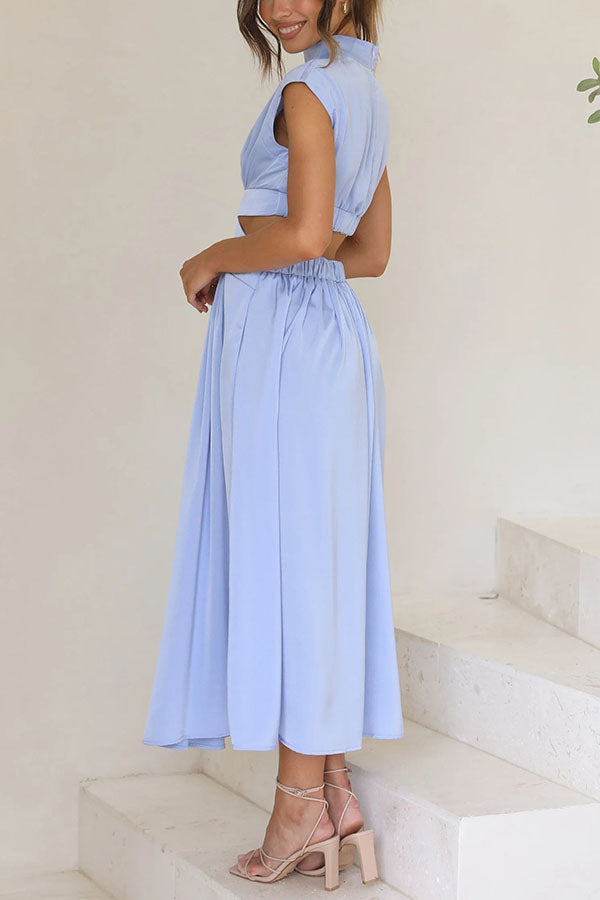 Quincy – Midi Dress with Cut-Out and Pockets