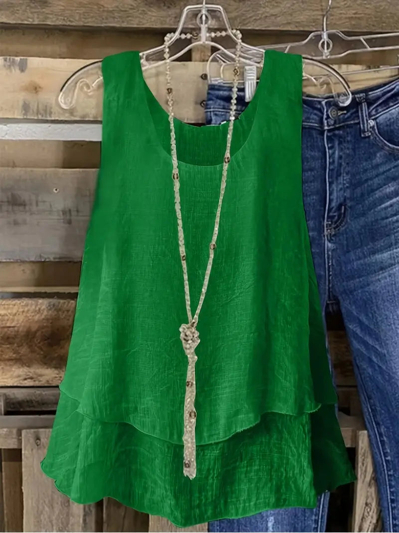 Cassandra - Ruffled Viscose Tank Top