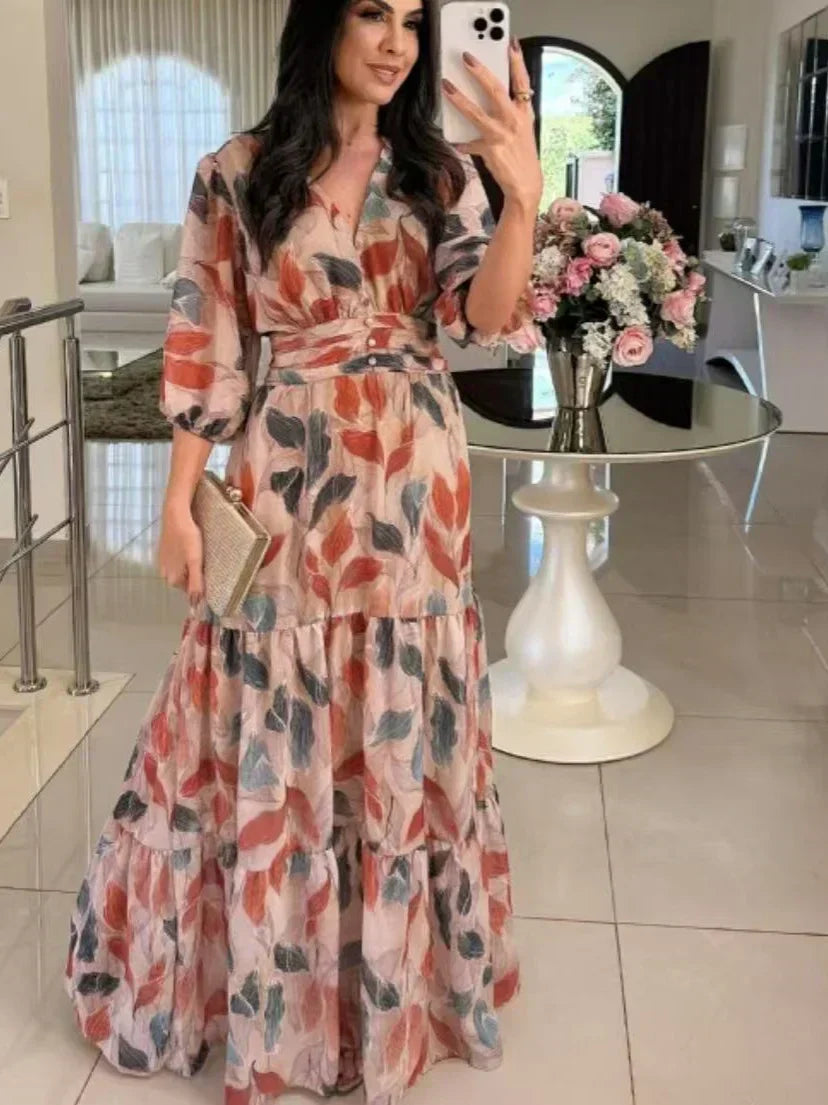 Lauriane – Long floral dress with a comfortable cut for elegant days
