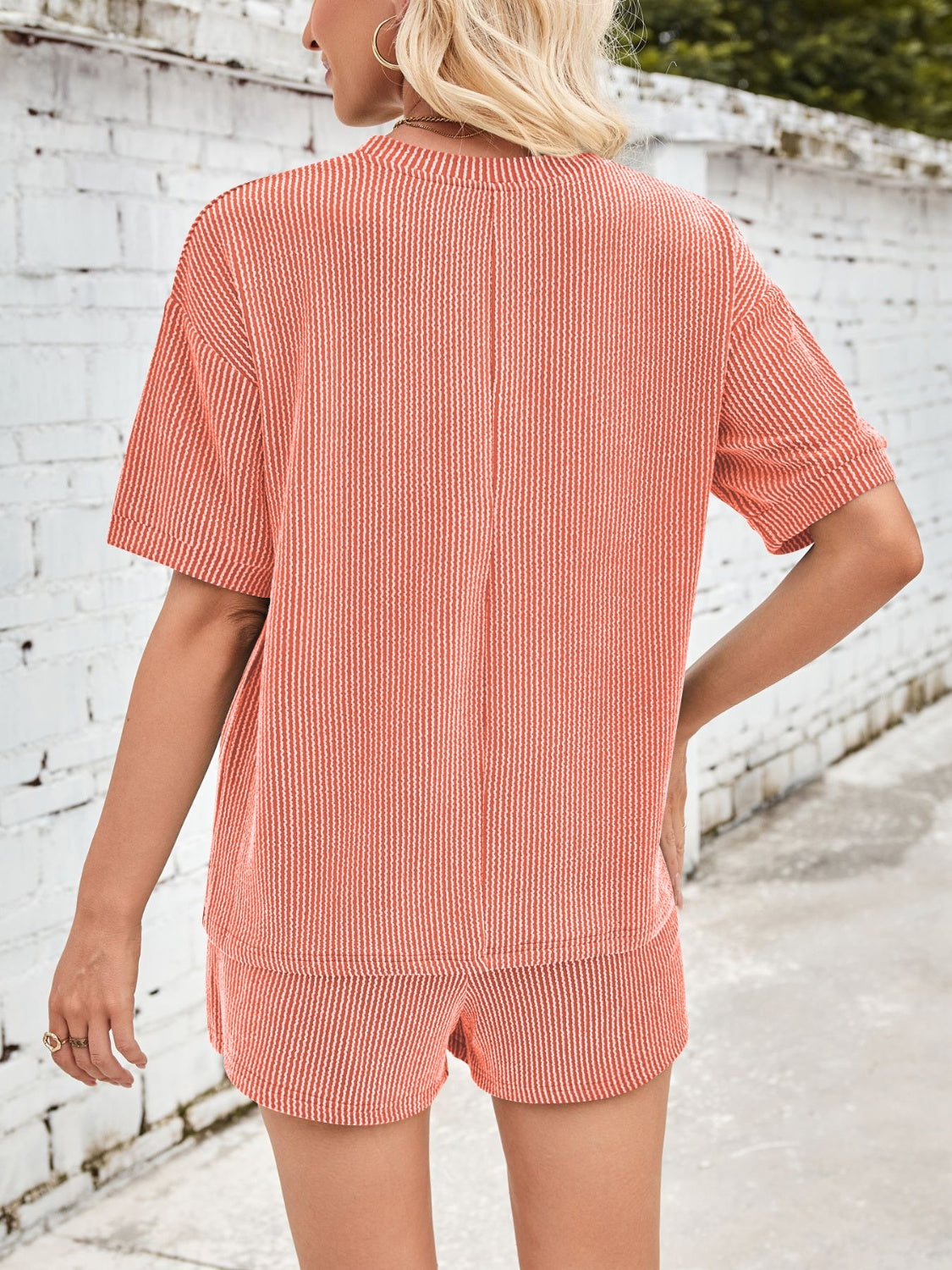 Jinte - Comfortable ribbed fabric loungewear set