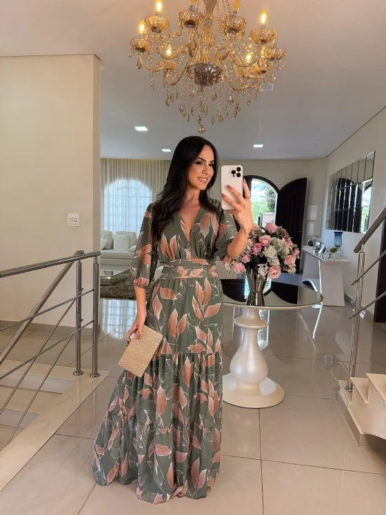 Lauriane – Long floral dress with a comfortable cut for elegant days