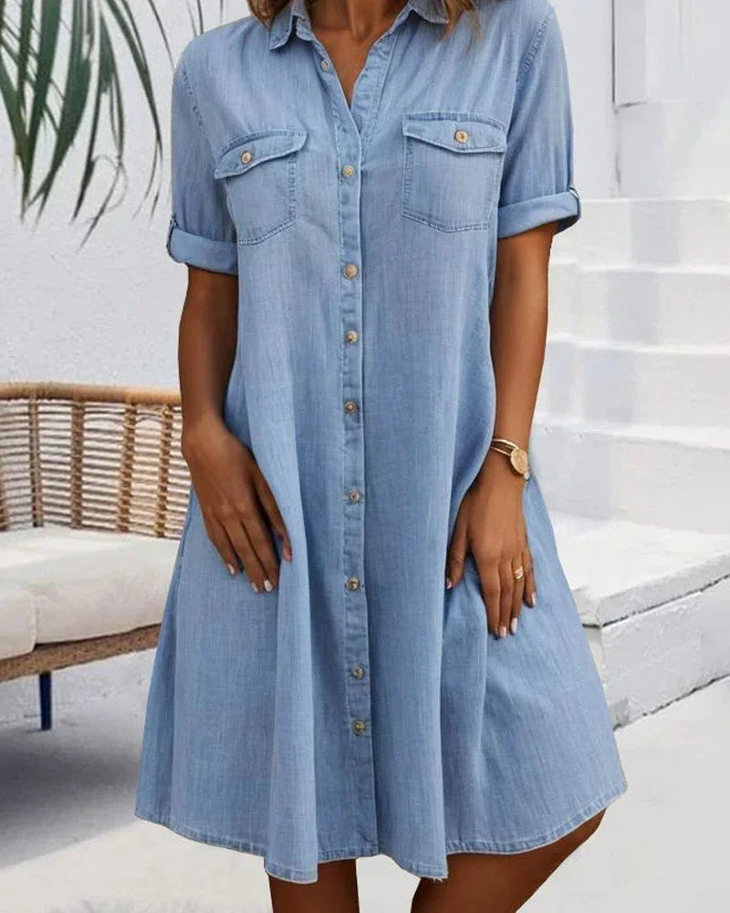 Mariline - Casual Denim Shirt Dress
