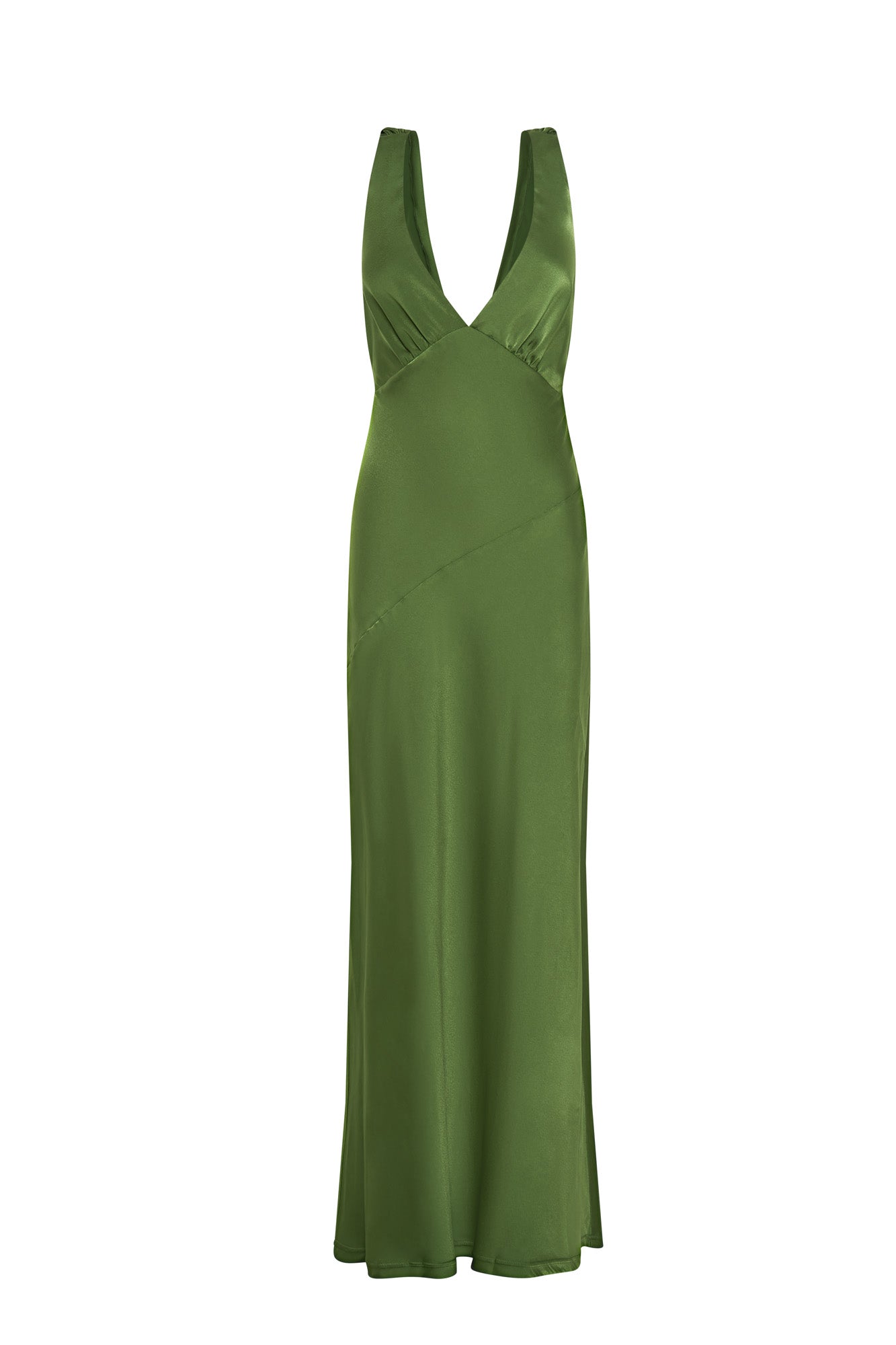 Nadia - Long Satin Dress with Draped Back