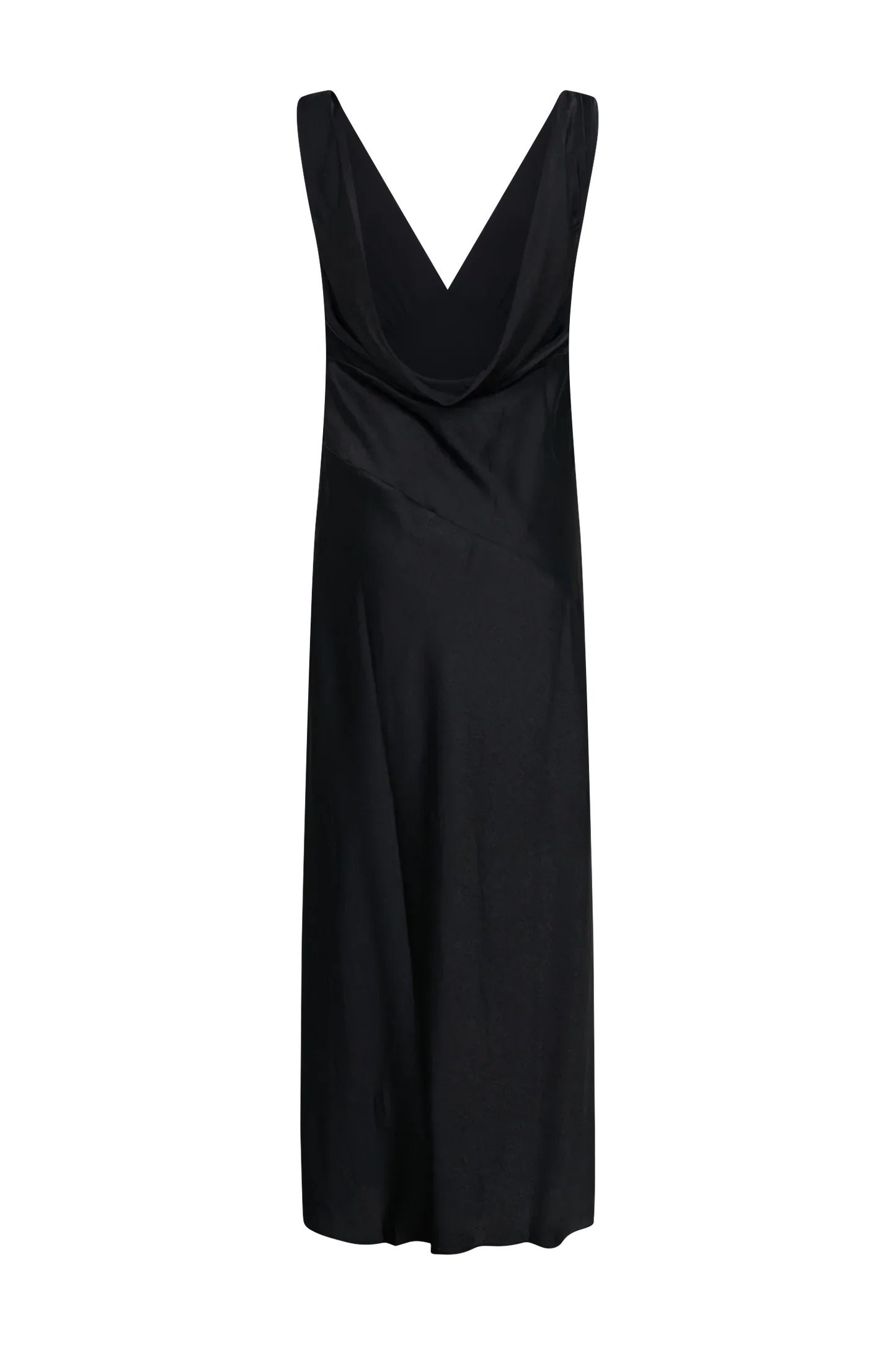 Nadia - Long Satin Dress with Draped Back