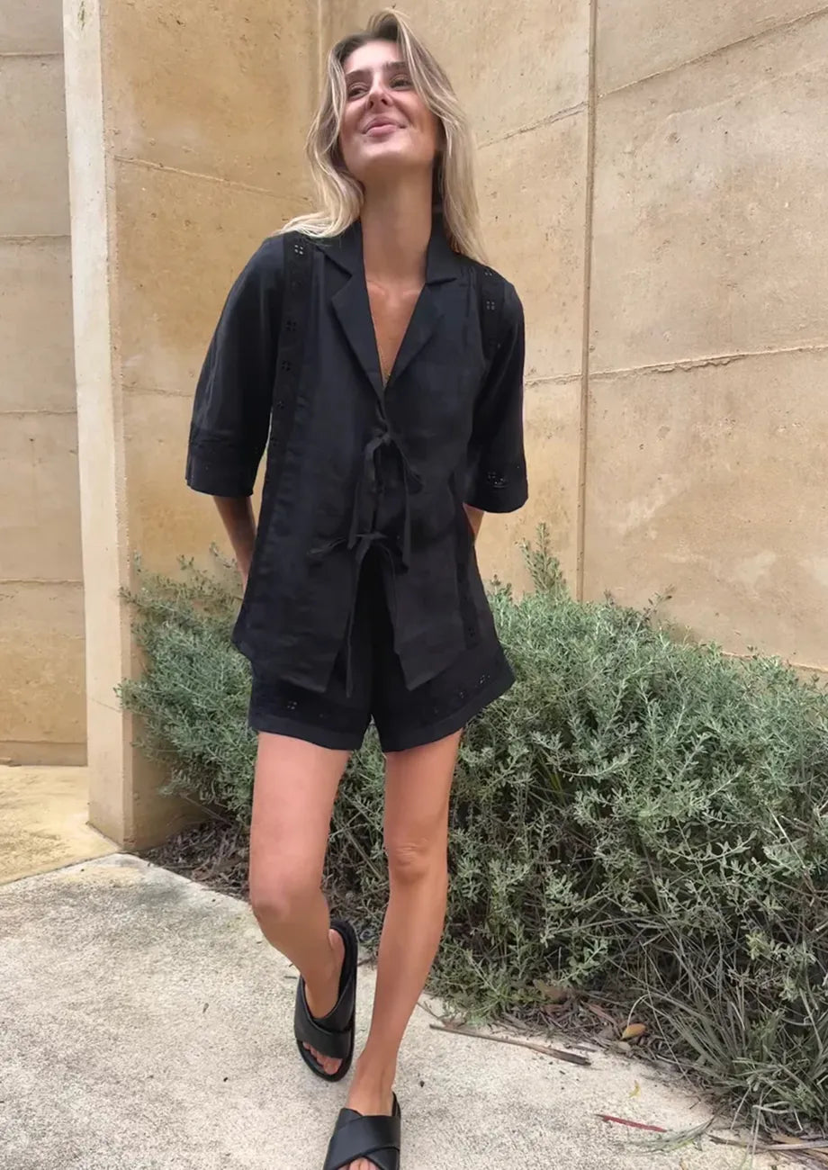 Annie - Embroidered Summer Set with Tied Straps