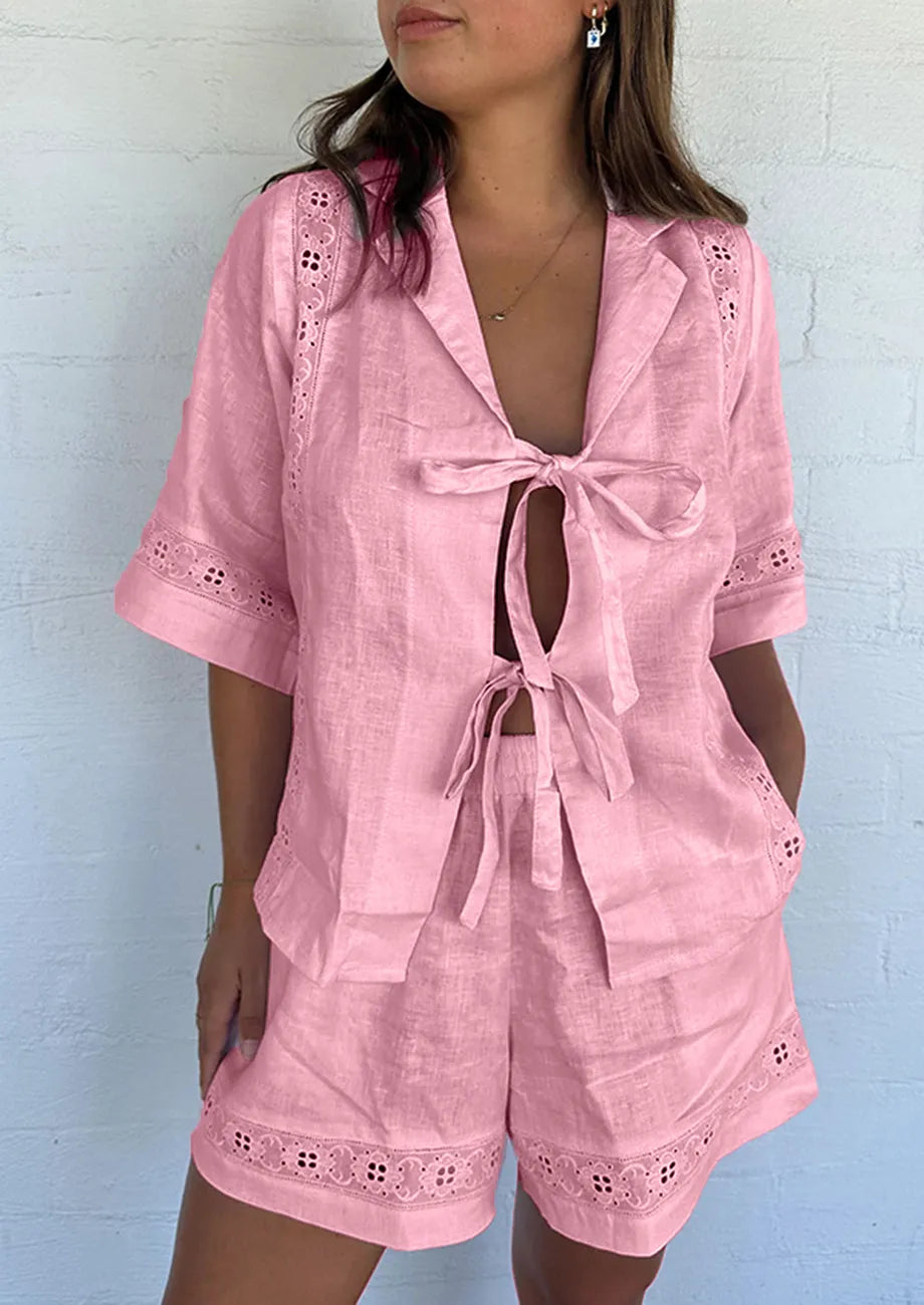 Annie - Embroidered Summer Set with Tied Straps