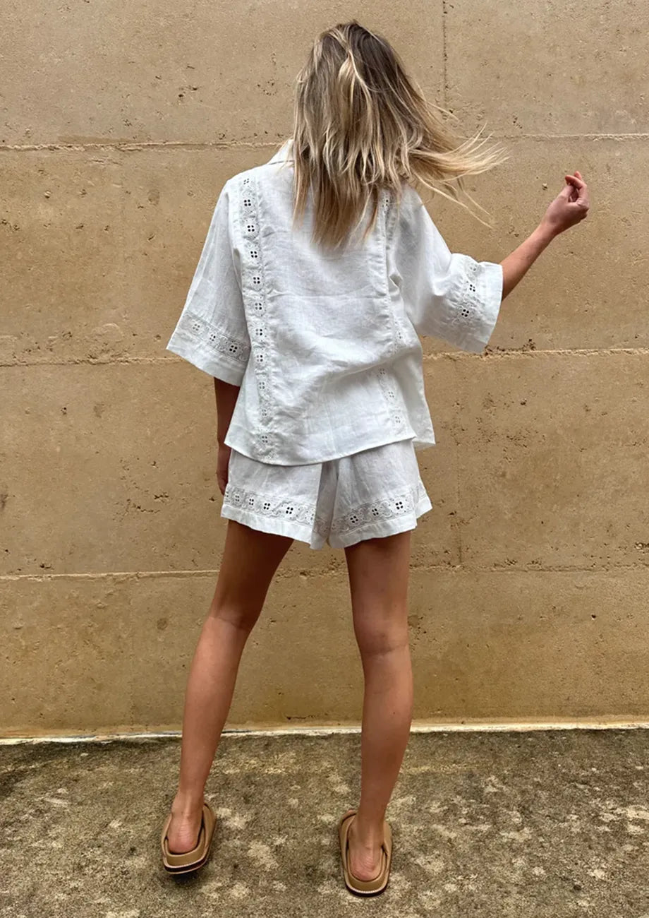 Annie - Embroidered Summer Set with Tied Straps