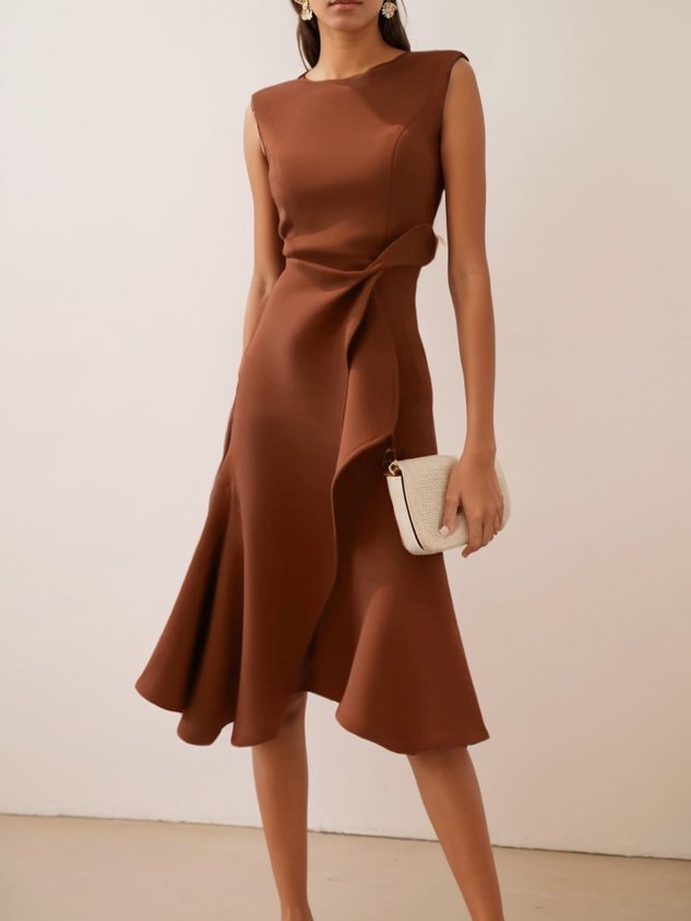 Sonia - Asymmetrical Draped Midi Dress