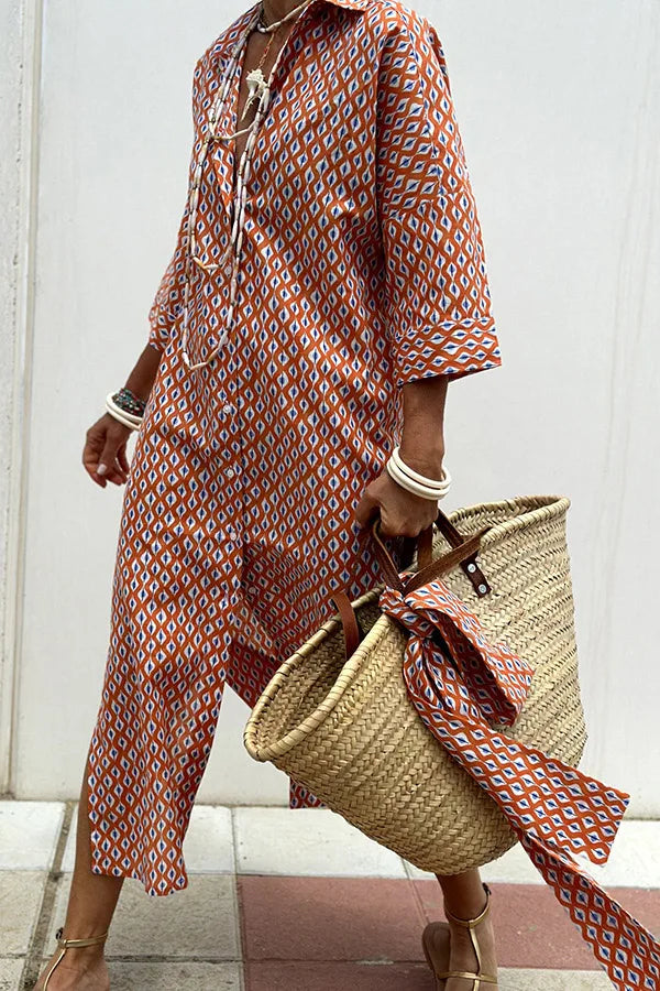Sophia – Elegant Striped Shirt Dress