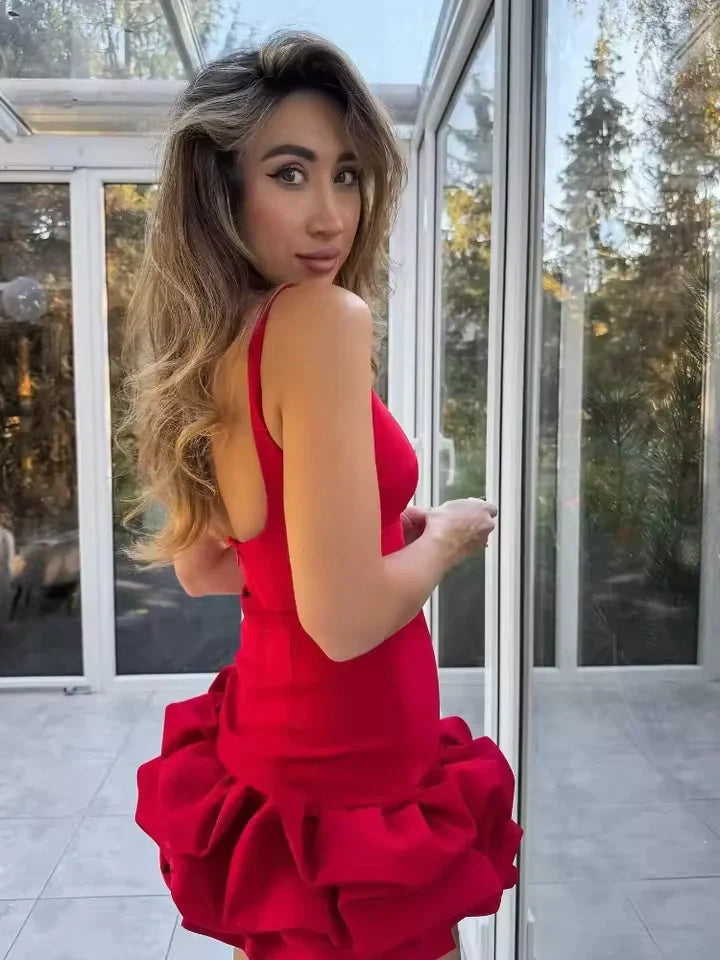 Fabiana - Elegant Short Dress with Ruffles