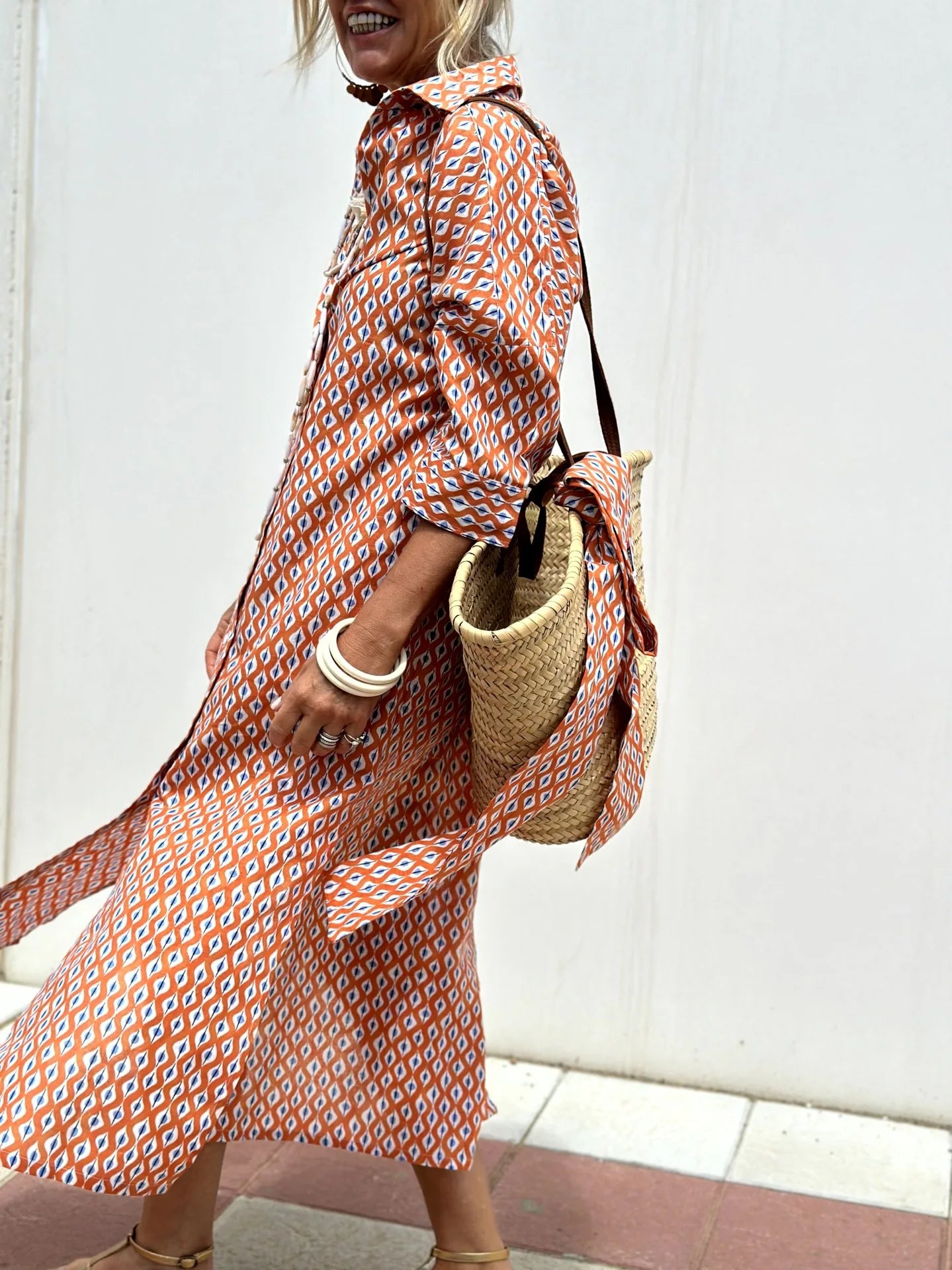 Sophia – Elegant Striped Shirt Dress