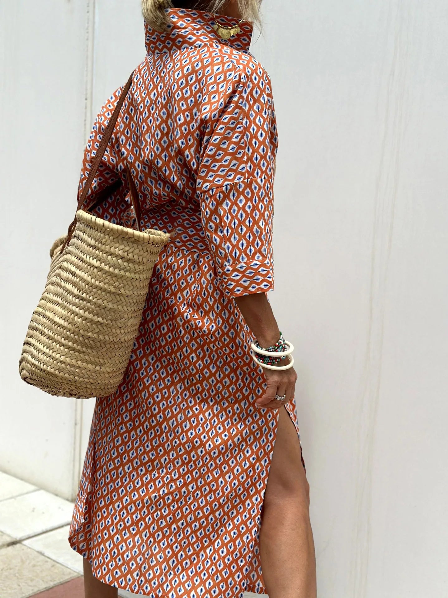 Sophia – Elegant Striped Shirt Dress