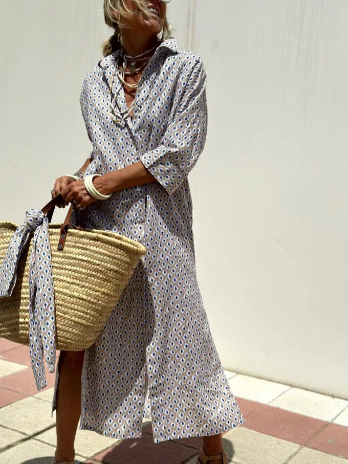 Sophia – Elegant Striped Shirt Dress