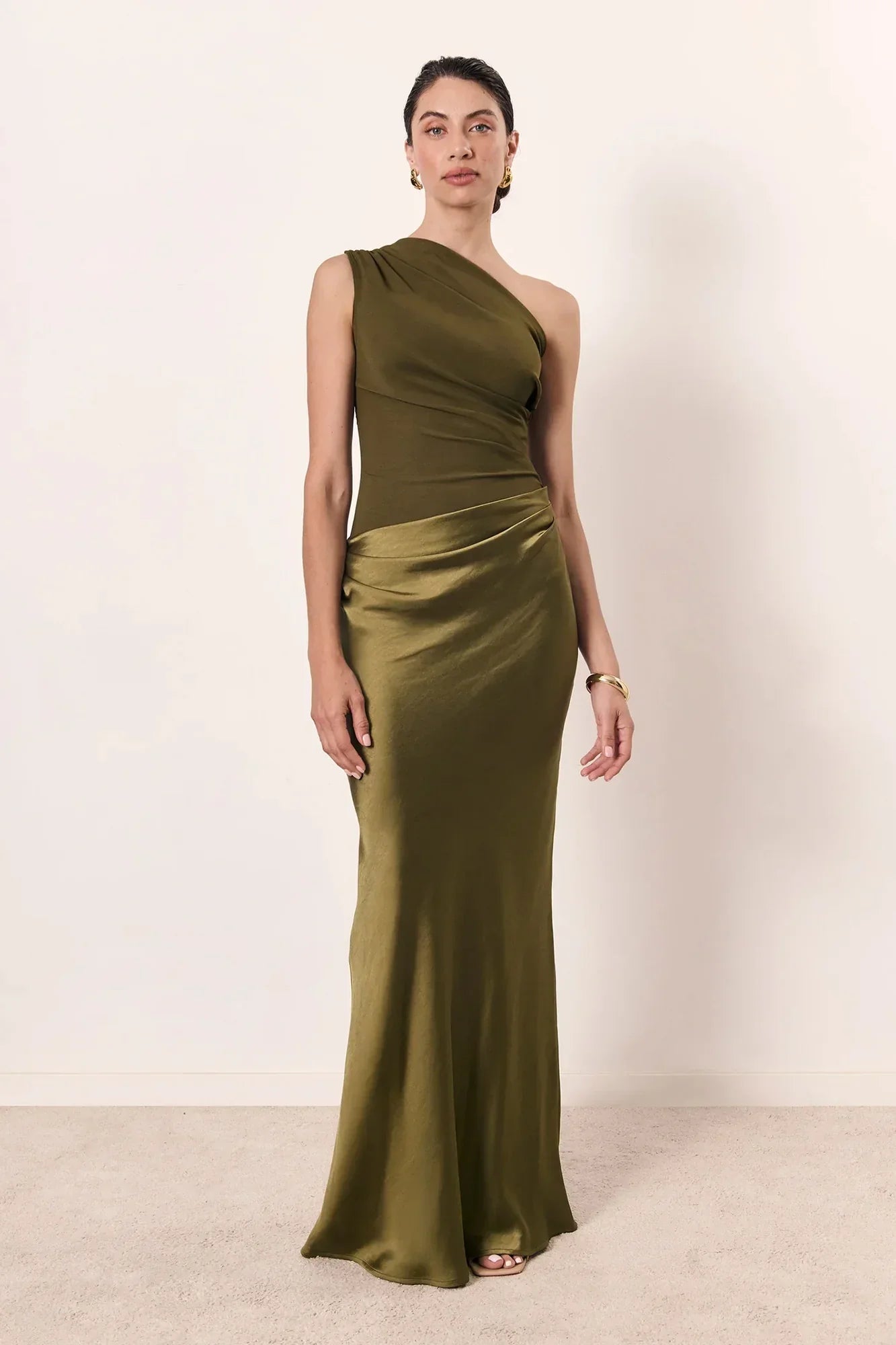 Ginette - One-Shoulder Pleated Maxi Dress