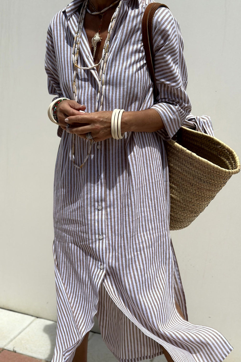 Caitlin – Elegant Striped Shirt Dress