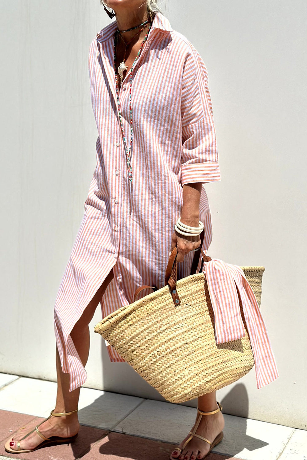 Caitlin – Elegant Striped Shirt Dress