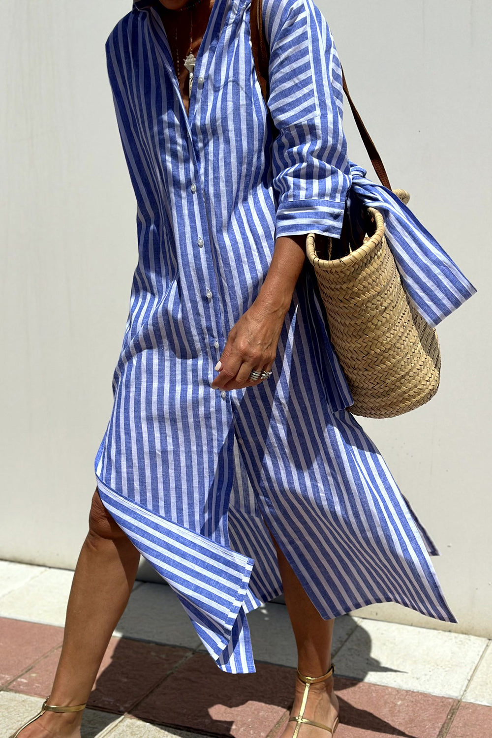 Caitlin – Elegant Striped Shirt Dress