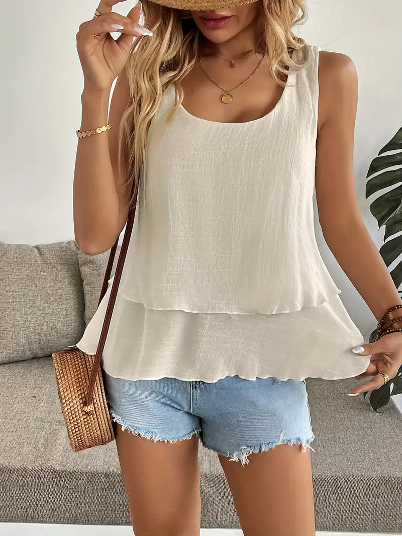 Cassandra - Ruffled Viscose Tank Top