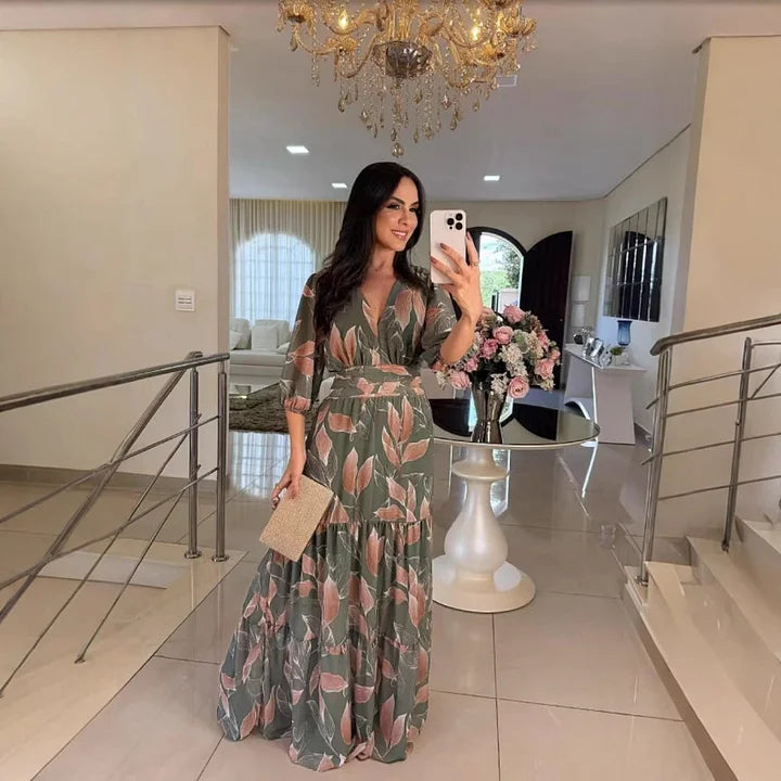 Lauriane – Long floral dress with a comfortable cut for elegant days