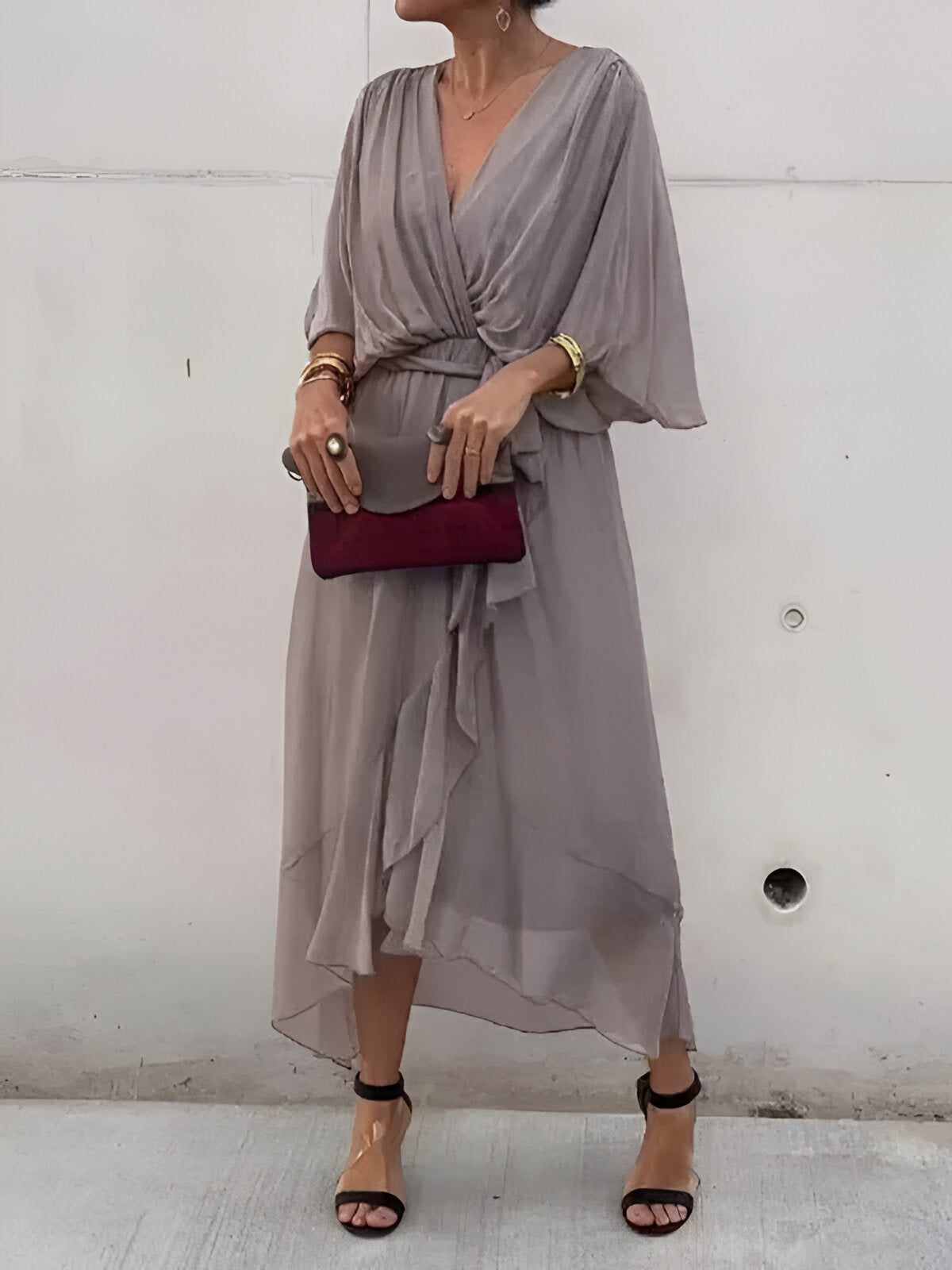 Monica - Chiffon Dress with V-Neck