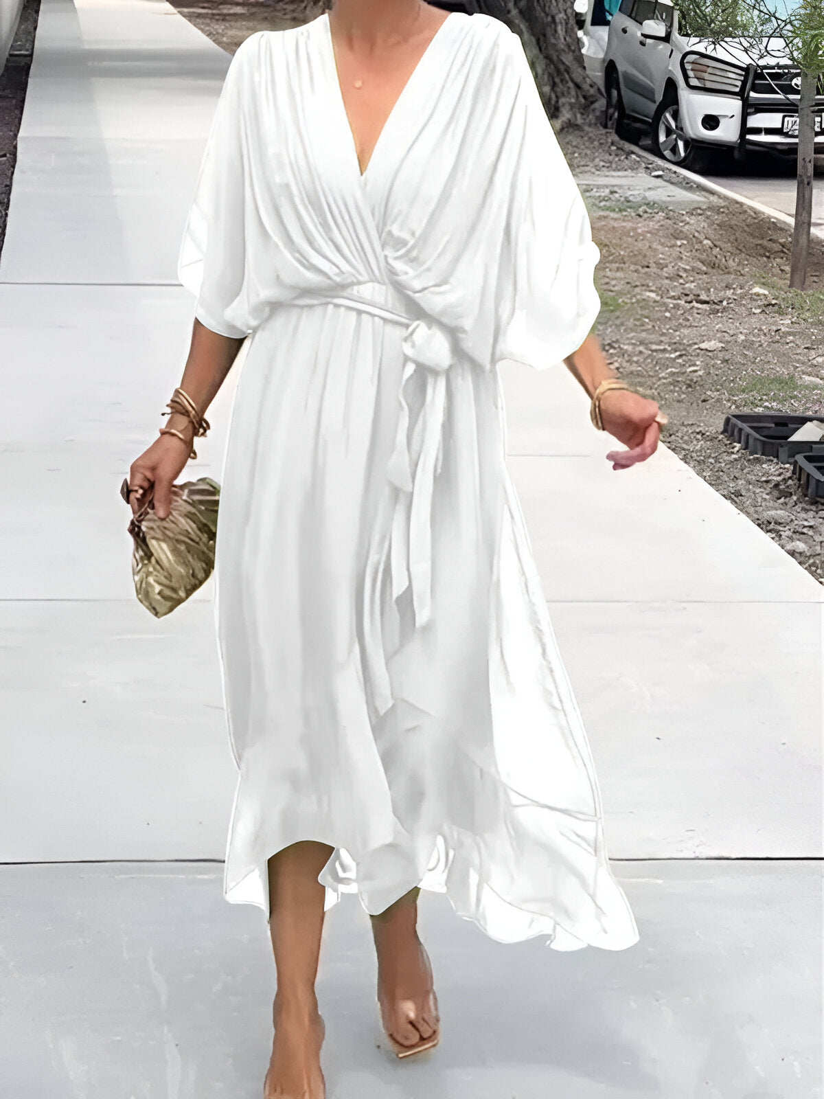 Monica - Chiffon Dress with V-Neck