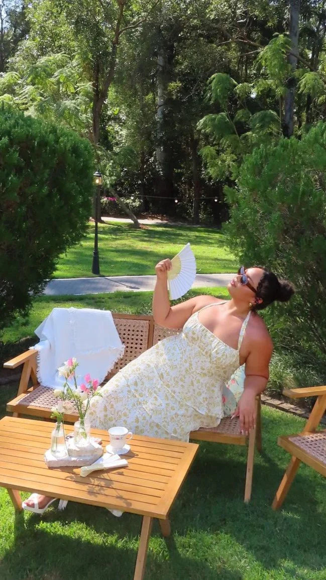 Isadora – Maxi floral dress in soft peach