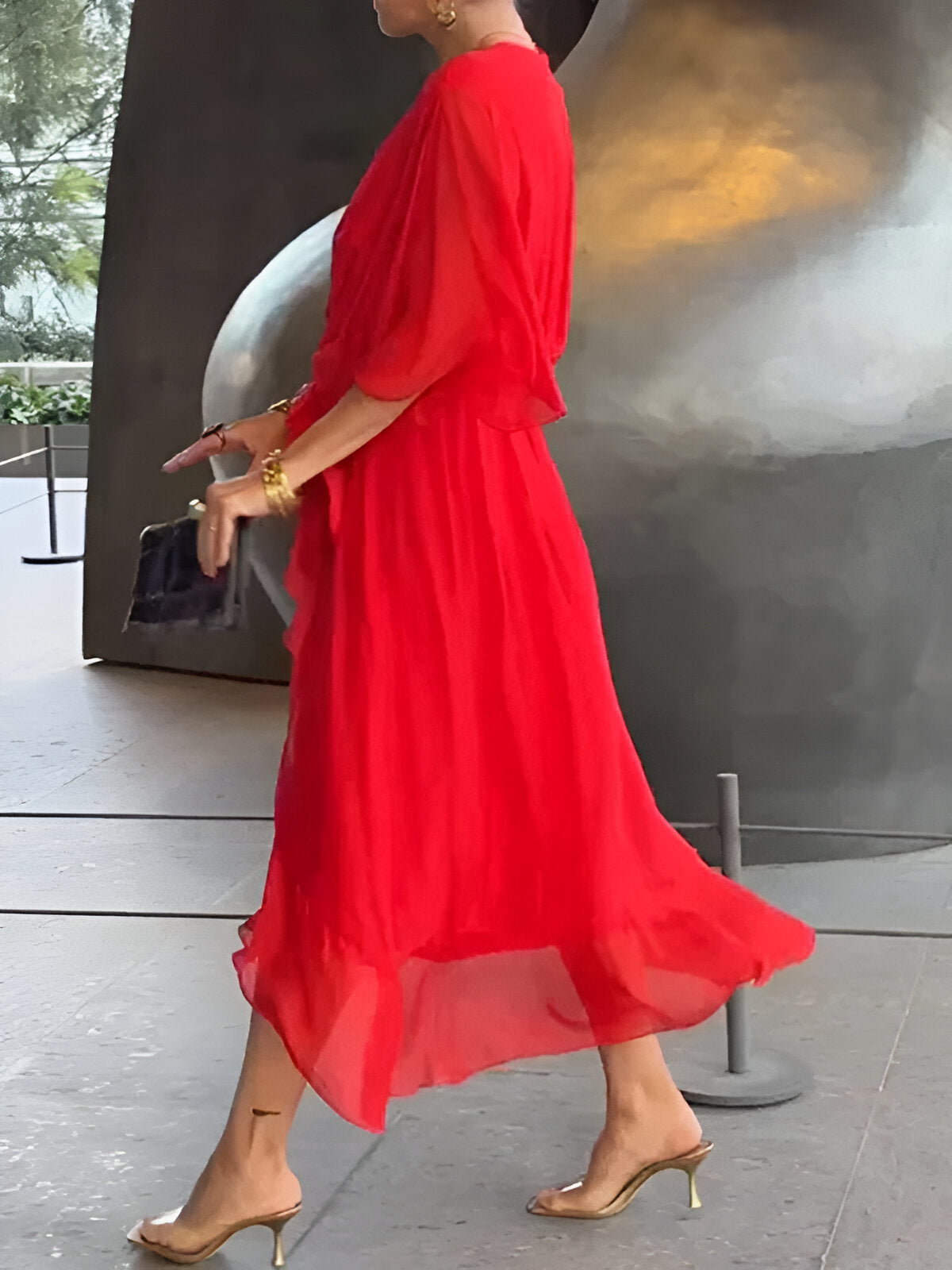 Monica - Chiffon Dress with V-Neck
