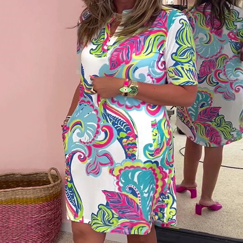 Catherine - Vibrant V-Neck Dress