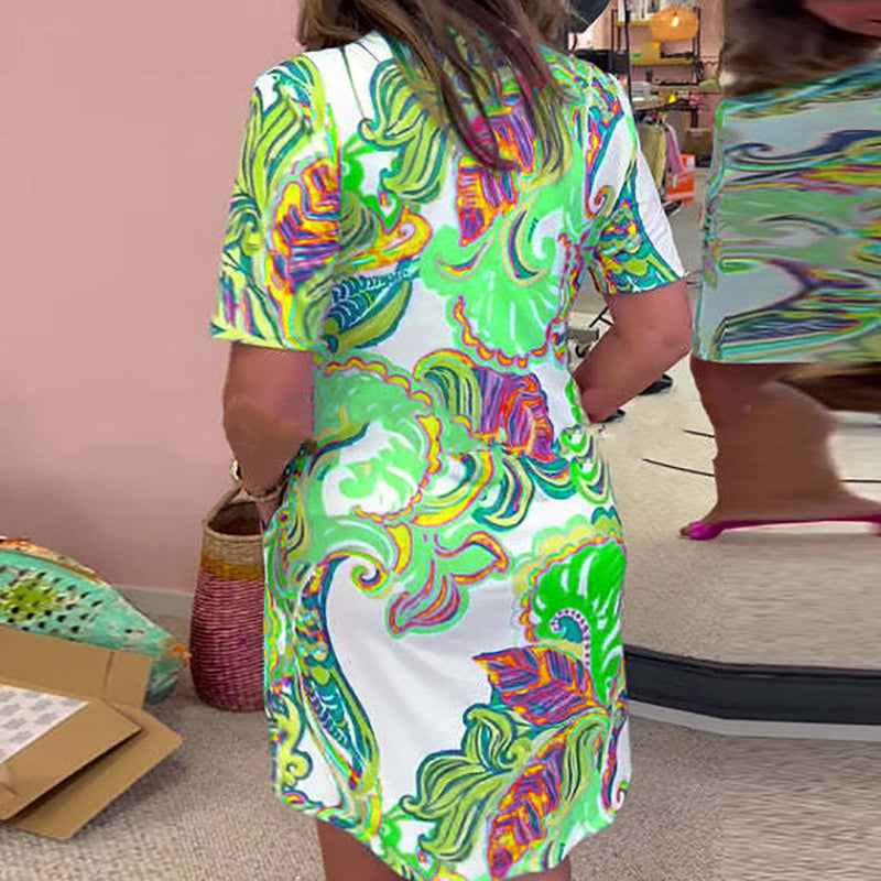Catherine - Vibrant V-Neck Dress