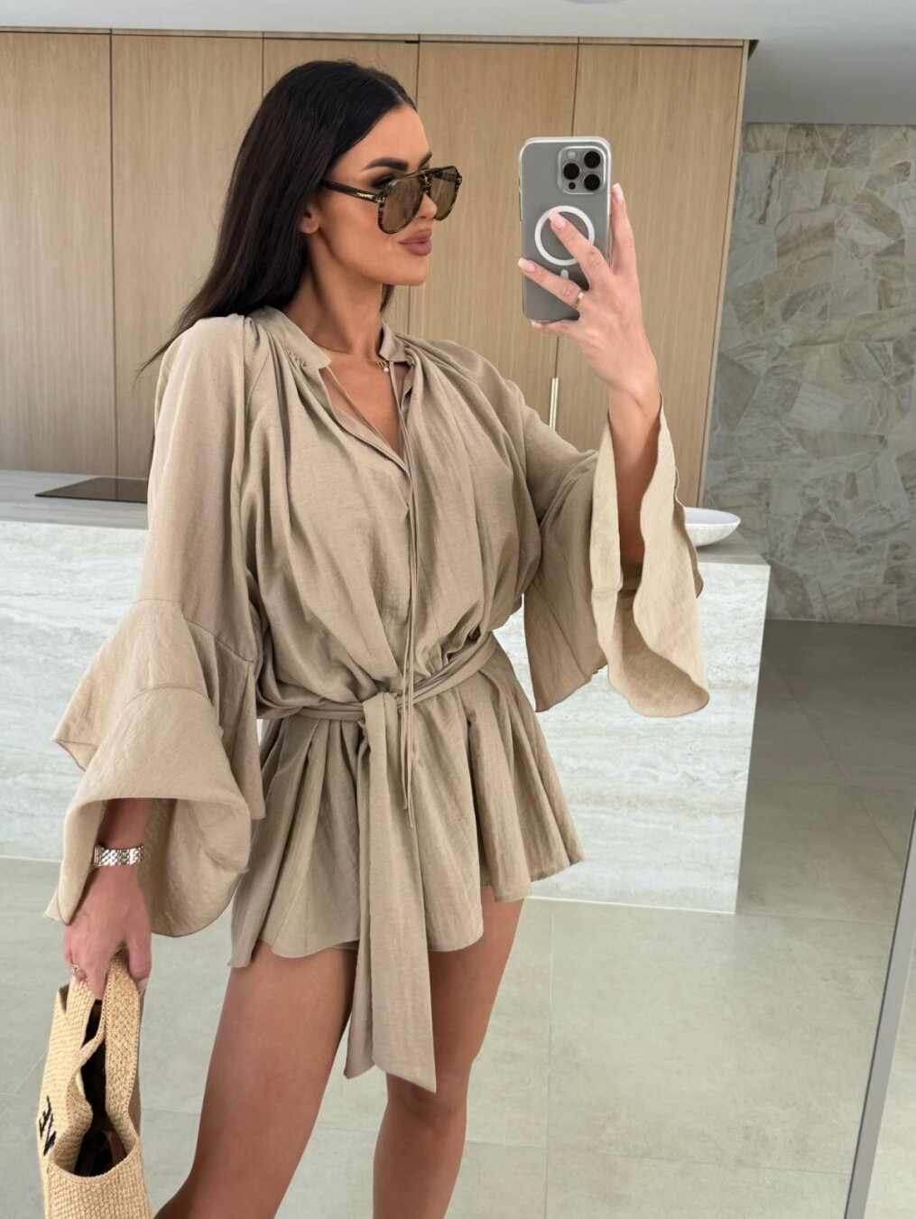 Demi – Flowing Jumpsuit with Ruffled Sleeves