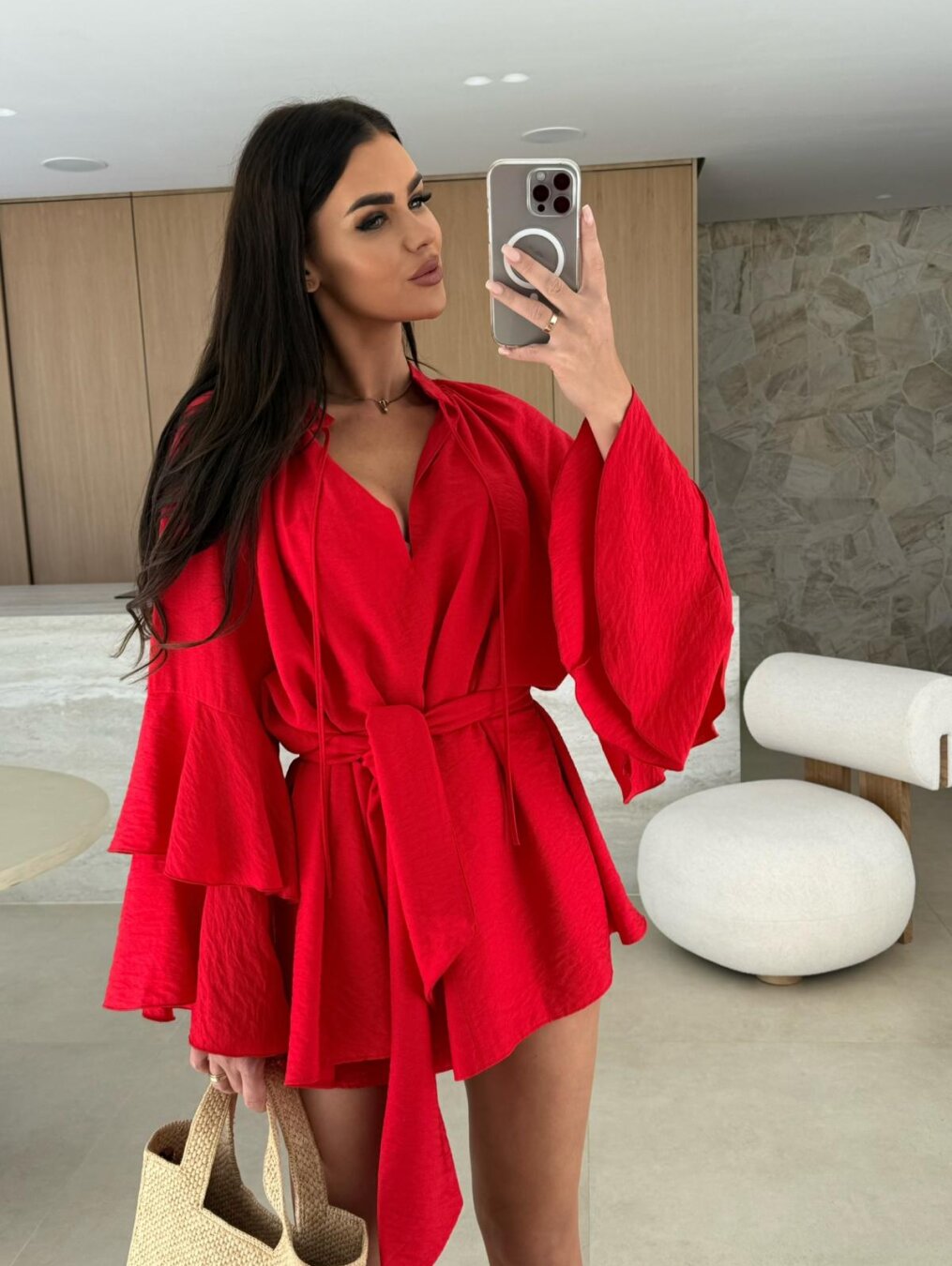 Demi – Flowing Jumpsuit with Ruffled Sleeves