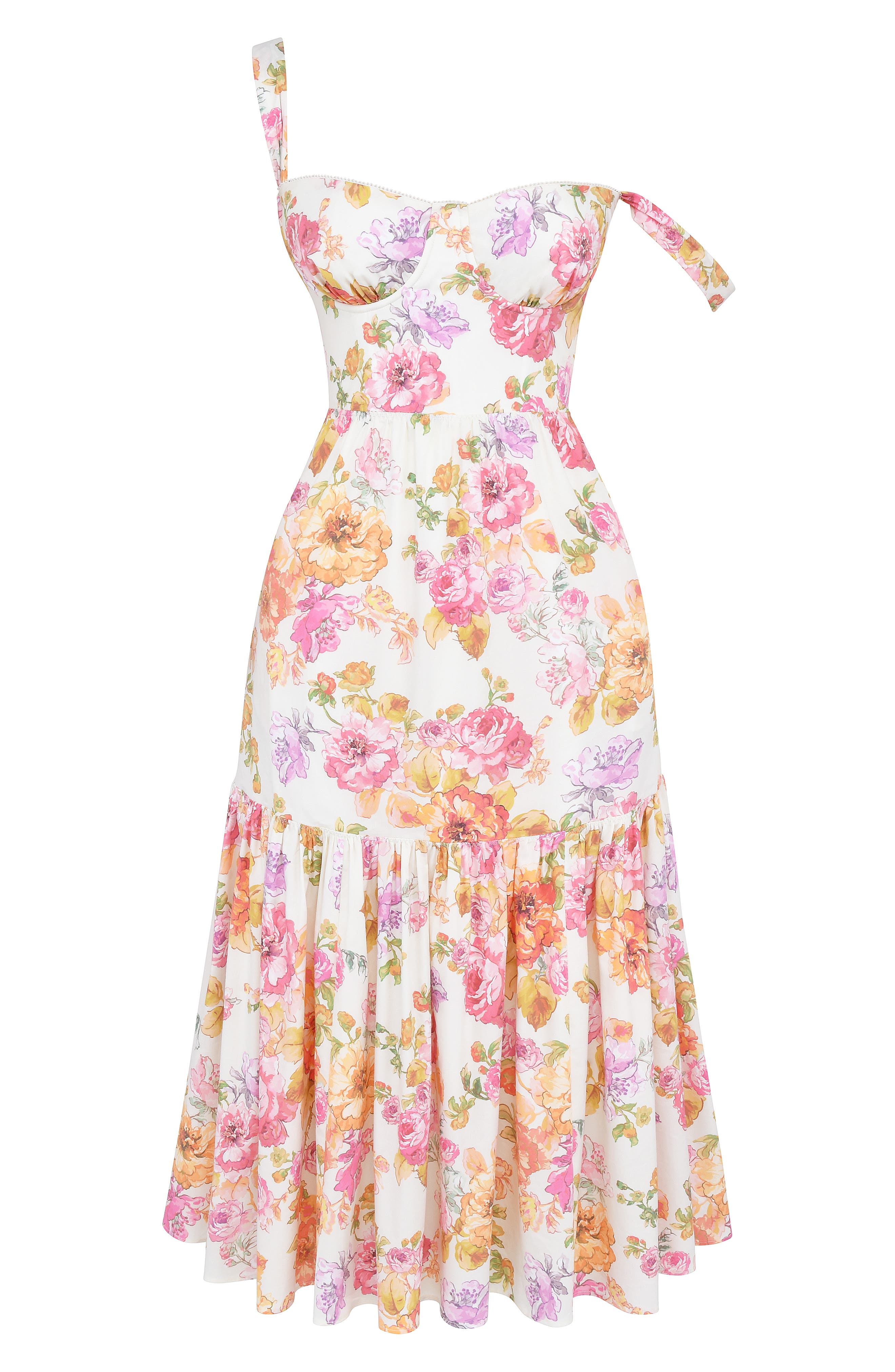 Elia – Summer Floral Stretch Cotton Corset Dress