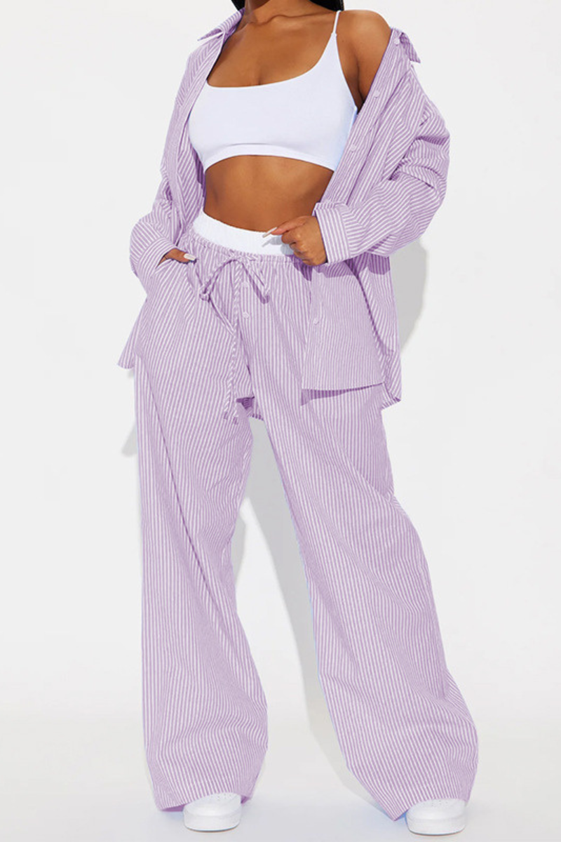 Pascale - Comfortable Striped Two-Piece Set