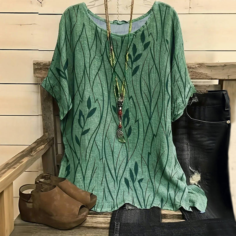 Nina - Leaf Print Blouse