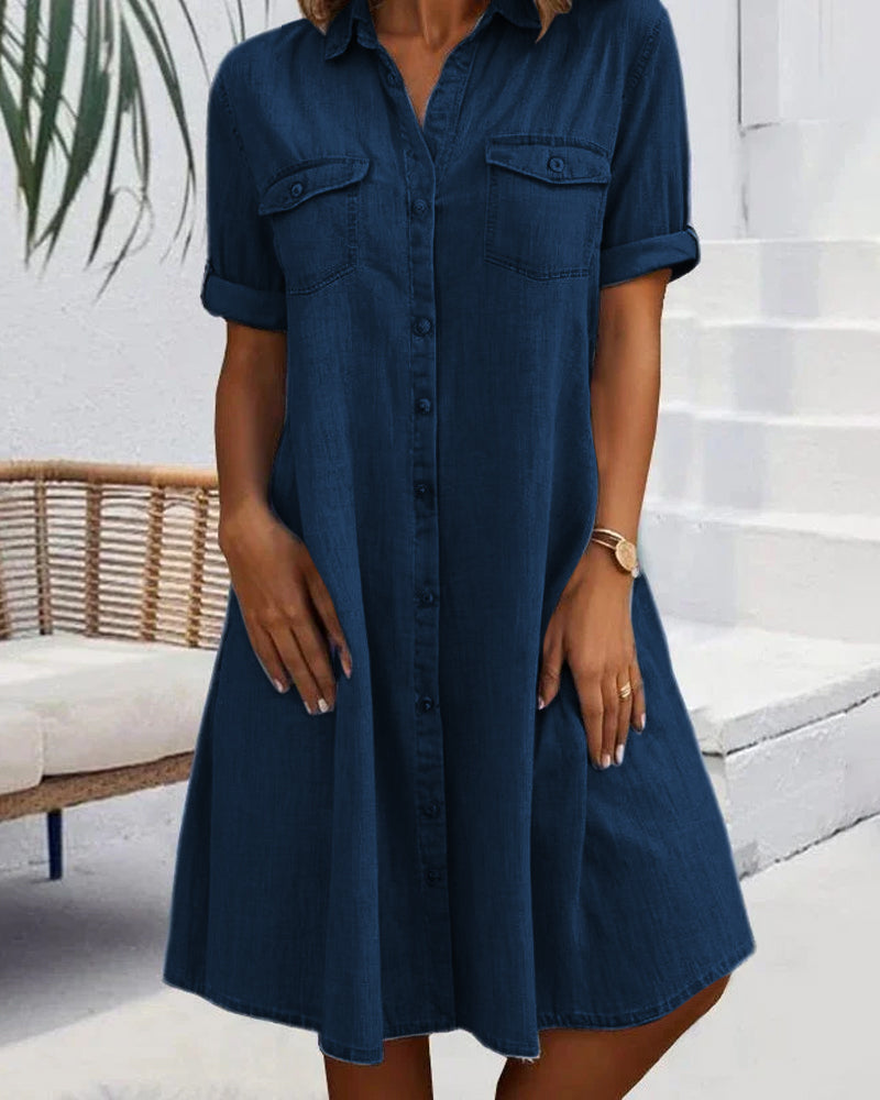Mariline - Casual Denim Shirt Dress