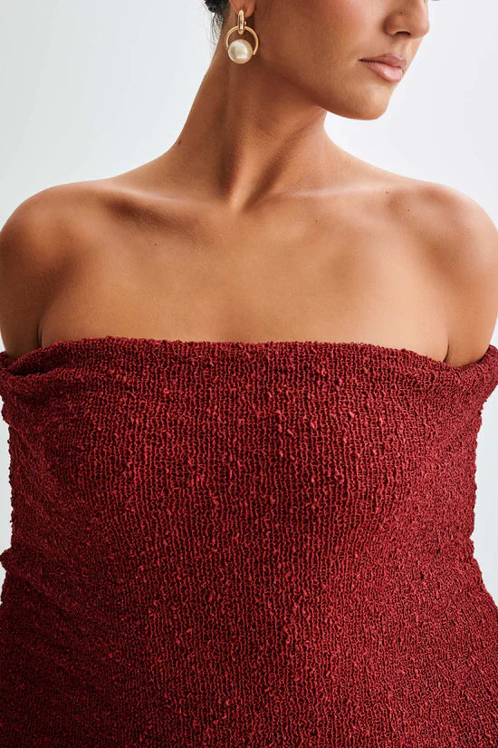Marisol - Long Textured Dress with Off-Shoulder Design