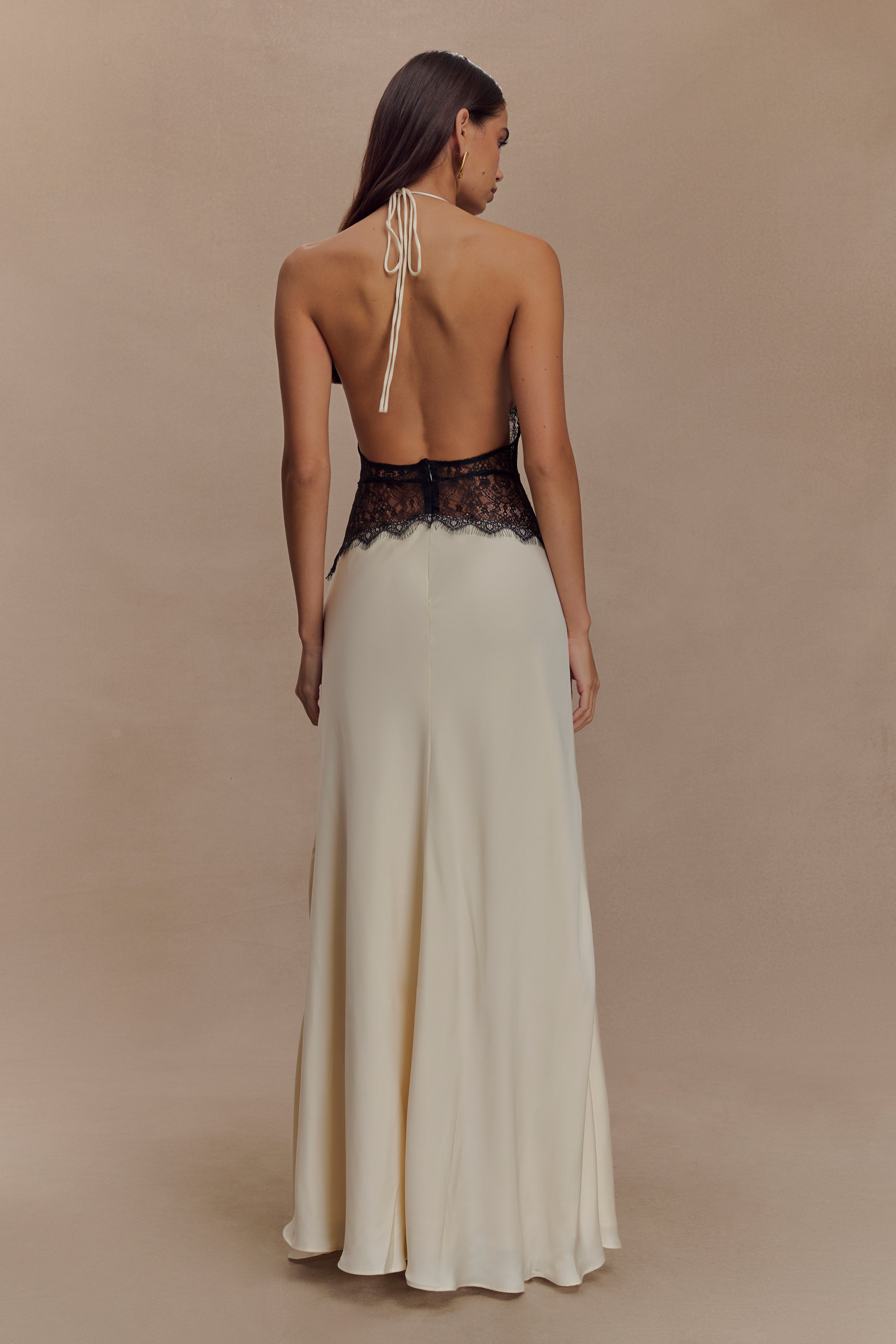 Zafria - Long Lace and Satin Dress