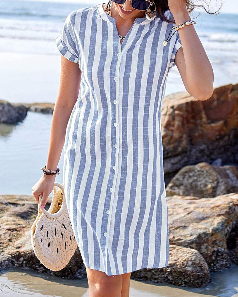 Louisa – Elegant Striped Shirt Dress