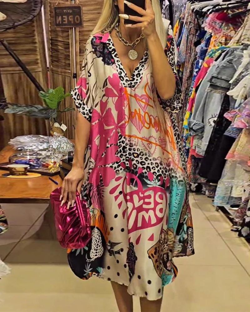 Saskia – Casual Dress with Colorful Leopard Print