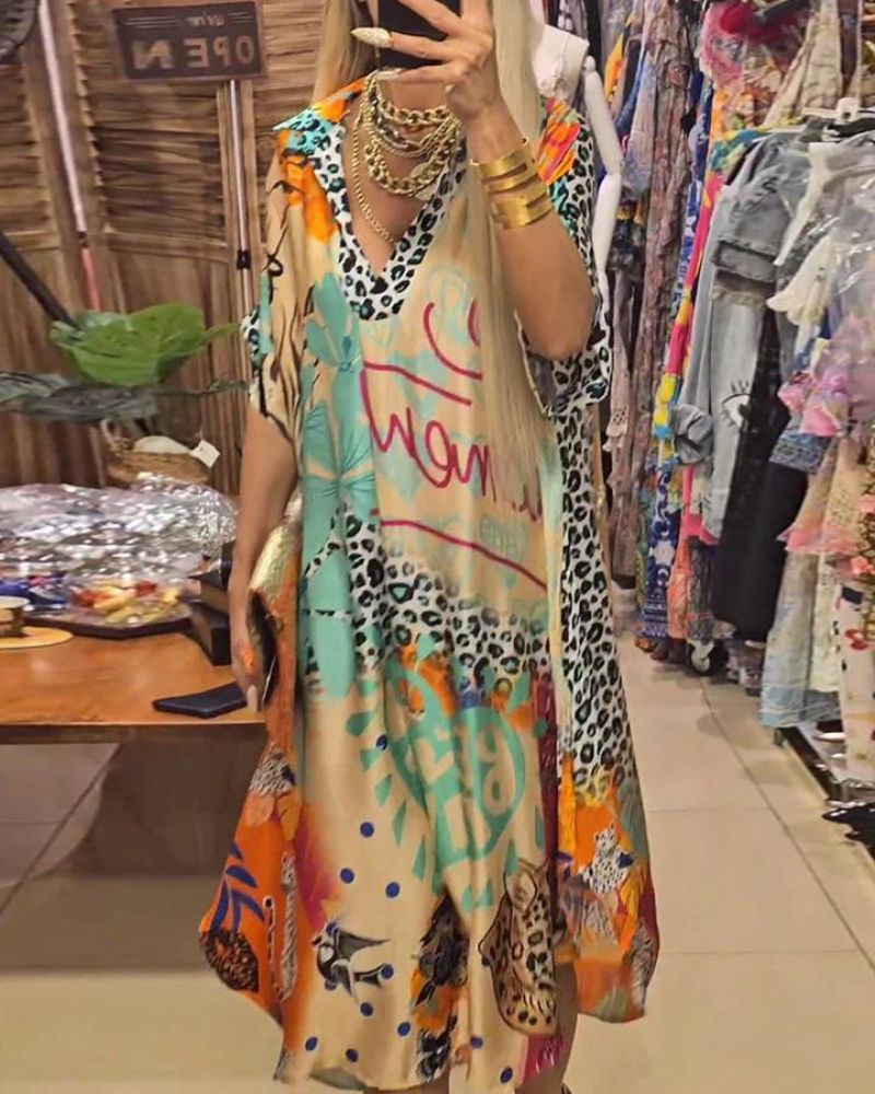 Saskia – Casual Dress with Colorful Leopard Print