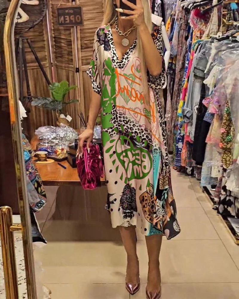 Saskia – Casual Dress with Colorful Leopard Print