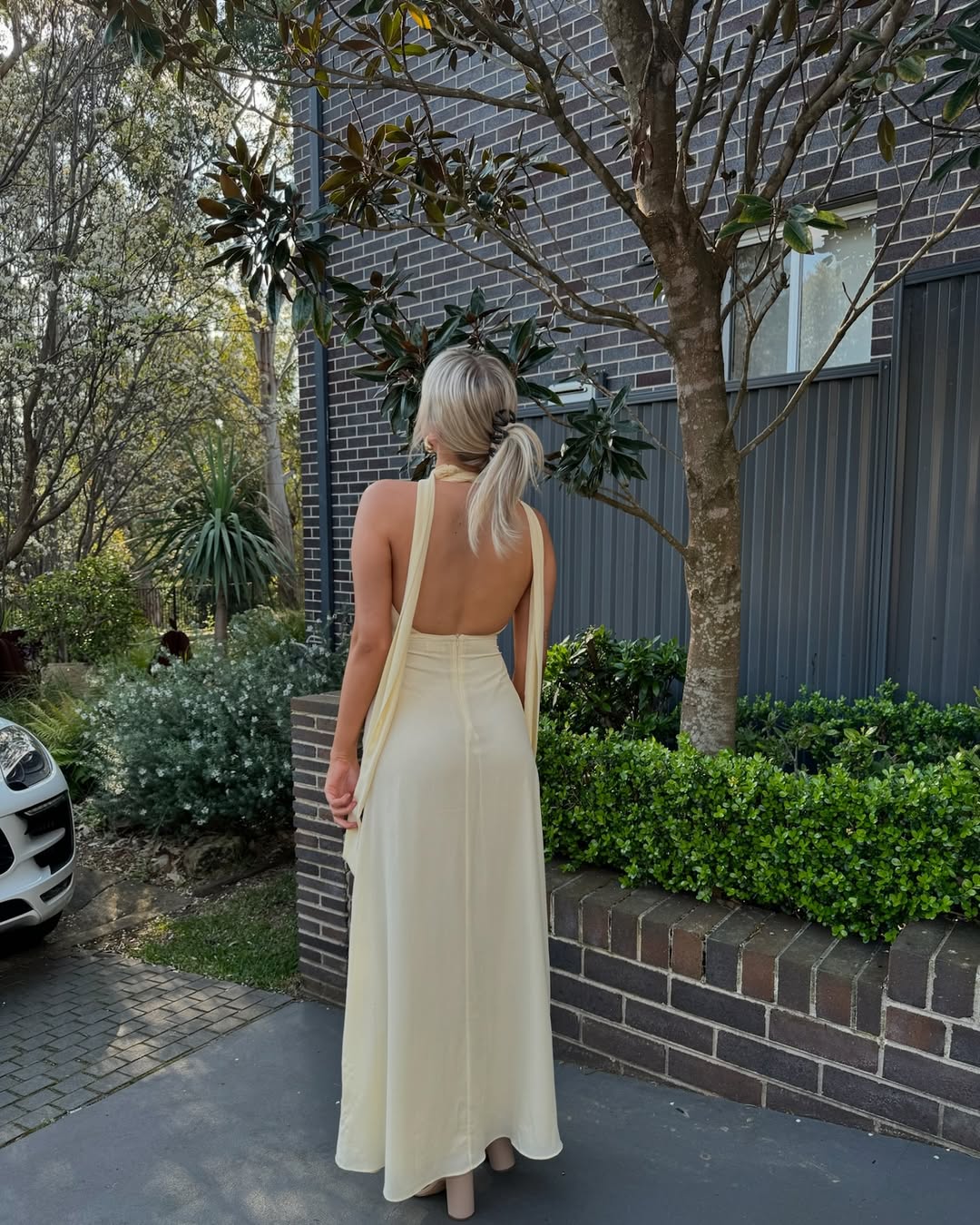 Antonia - Backless Split Dress with Deep V-Neck