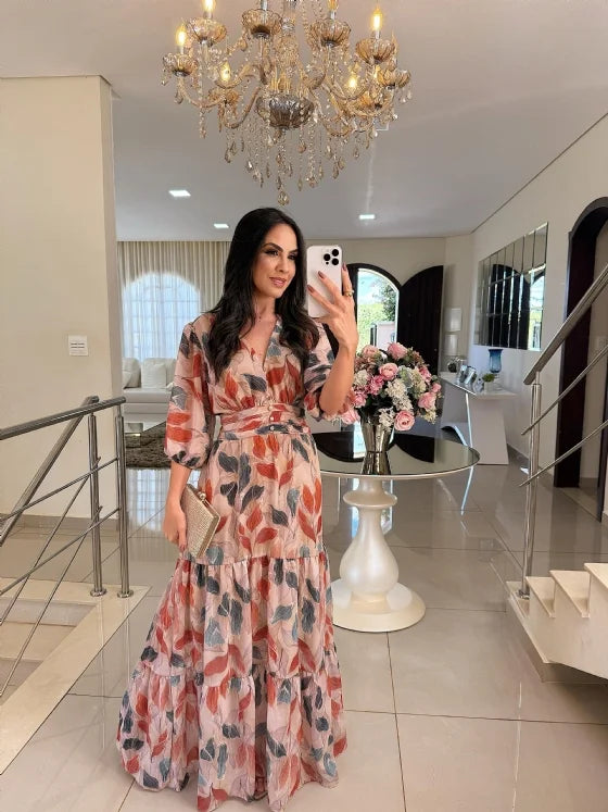 Lauriane – Long floral dress with a comfortable cut for elegant days