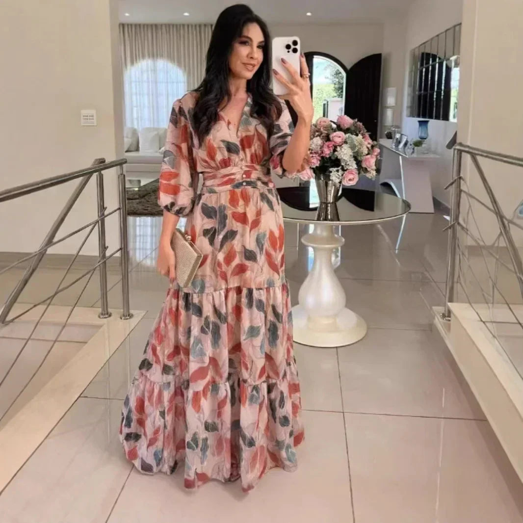 Lauriane – Long floral dress with a comfortable cut for elegant days