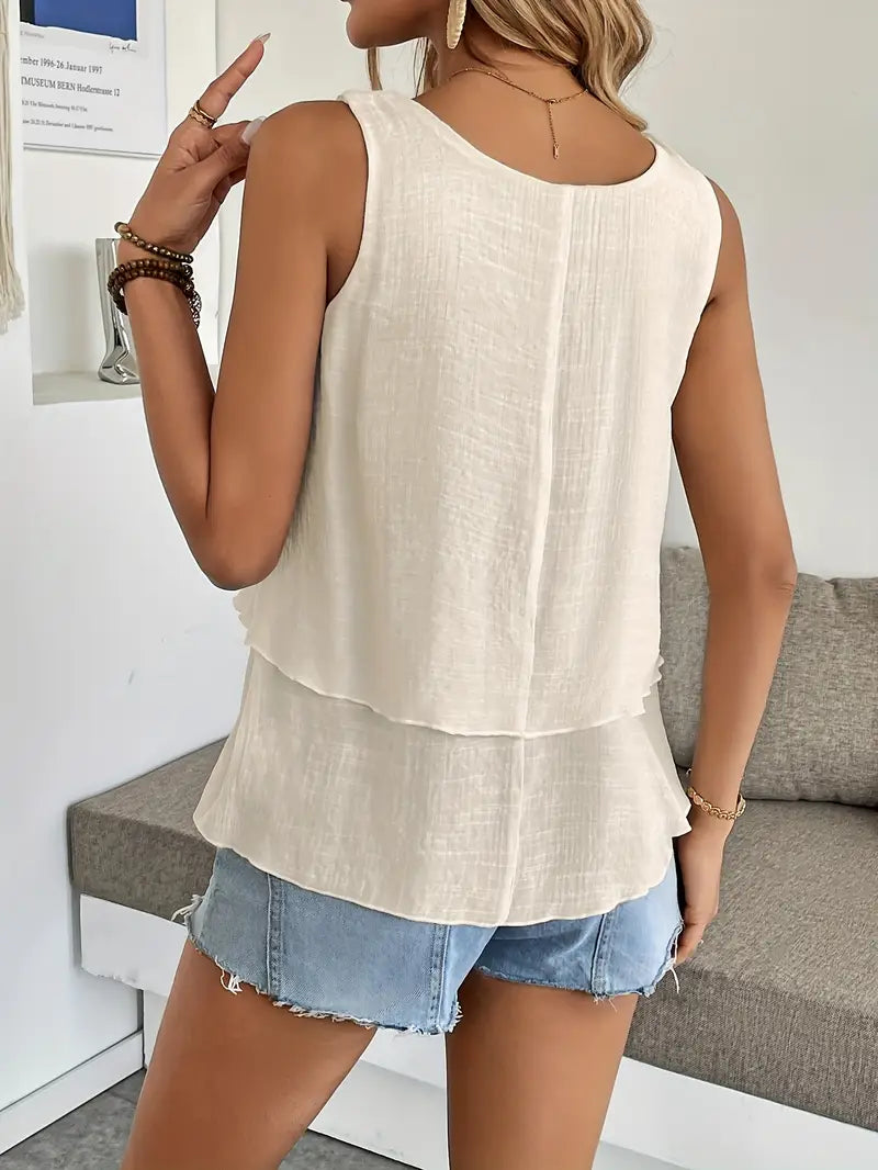 Cassandra - Ruffled Viscose Tank Top