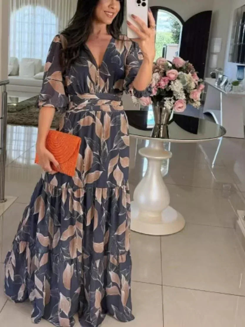 Lauriane – Long floral dress with a comfortable cut for elegant days