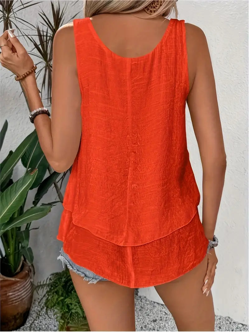 Cassandra - Ruffled Viscose Tank Top