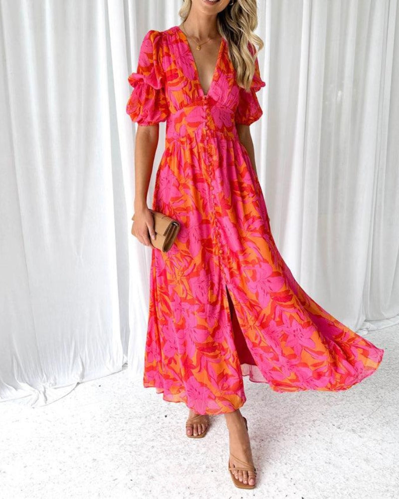 Derana – Long Red and Pink Dress